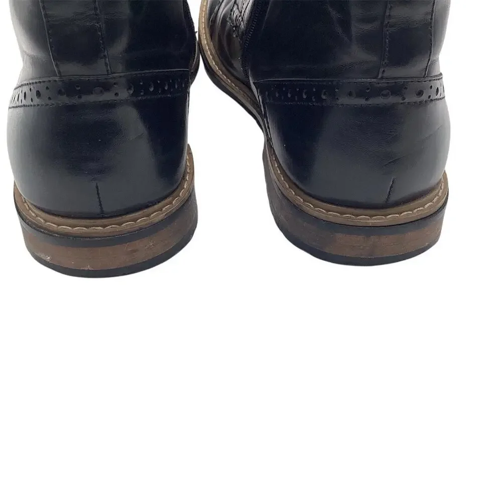 Bruno Marc Men's Ankle Boots Black Cap Toe Lace‎ Up Side Zip Size 10.5